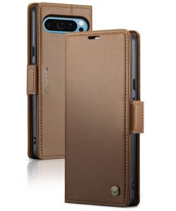 CaseMe Brown Leather RFID Anti-theft Wallet Stand Case - For Google Pixel 9 Pro XL