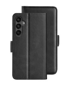 Black Leather style Wallet Stand Case - For Samsung Galaxy A55 5G