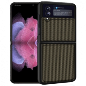 Samsung Galaxy Z Flip 3 5G Carbon Fiber Back Cover Case - Gold