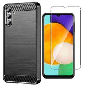 ToughJAK Samsung Galaxy A13 5G Carbon Fiber Case & Screen Protector - Black