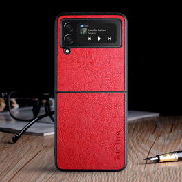 Aioria Classic Leather Samsung Galaxy z Flip 3 Case - Red