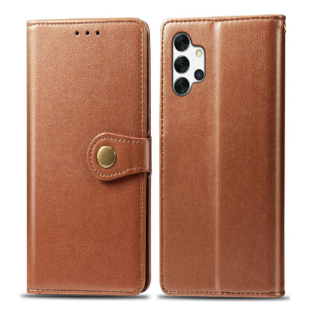 Samsung Galaxy A32 5G Magnetic Closure PU Leather Wallet Case Cover - Brown